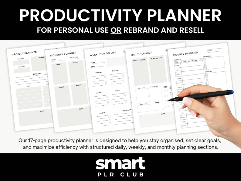Productivity Planner - For personal use OR rebrand and resell with PLR