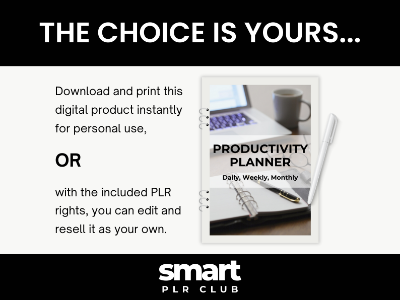 Productivity Planner - For personal use OR rebrand and resell with PLR