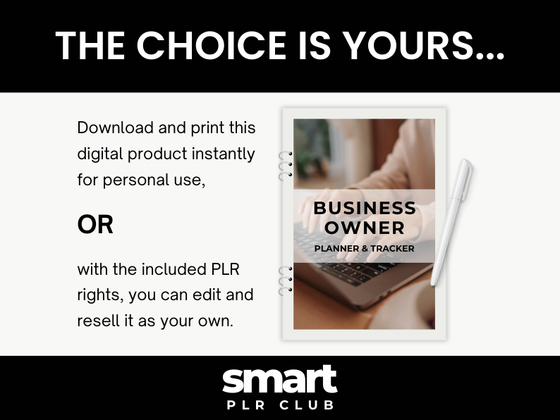 Business Owner Planner - For personal use OR rebrand and resell with PLR