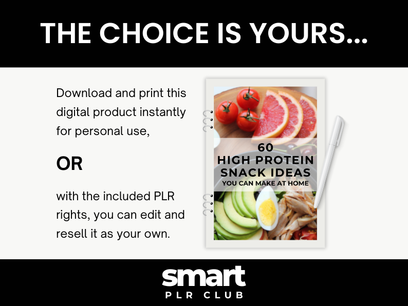 60 High Protein Snack Ideas - For personal use OR rebrand and resell with PLR