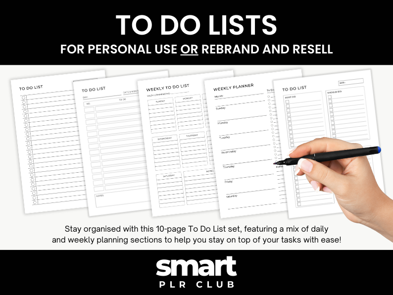 To Do List Bundle - For personal use OR rebrand and resell with PLR