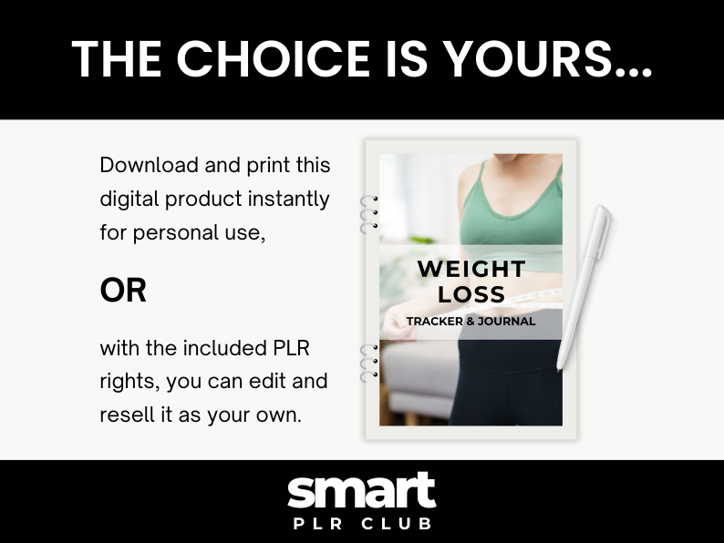 Weight Loss Journal - For personal use OR rebrand and resell with PLR